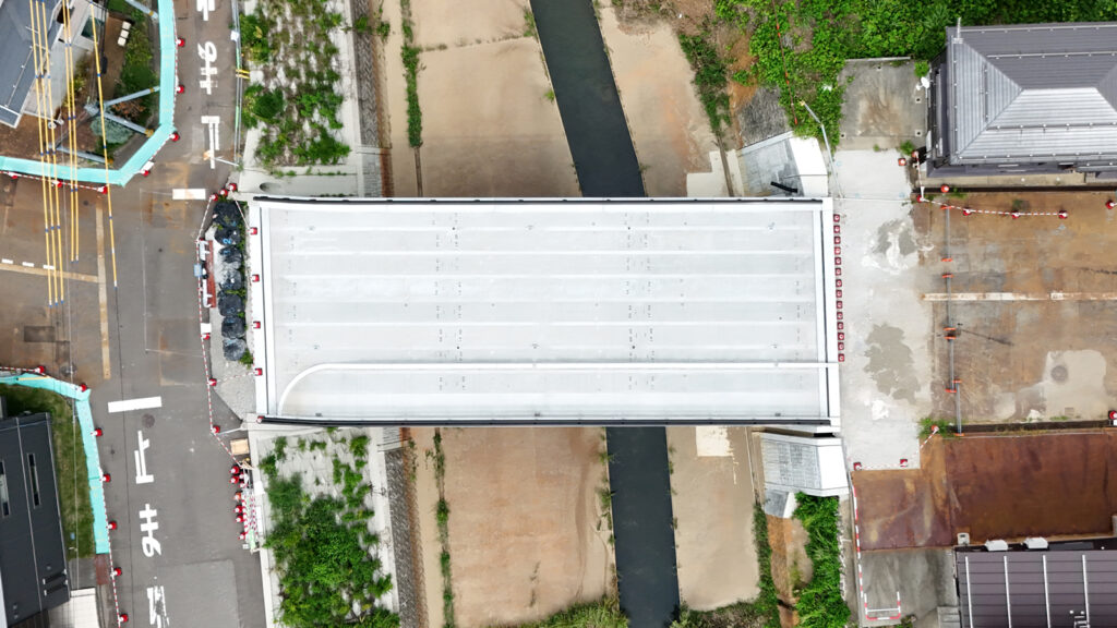 完成した宝田橋を上空から撮影した写真